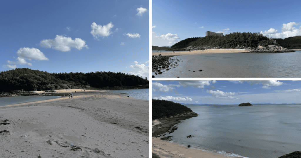 Jindo Mystical Sea Road walking trail in front of Sol Beach.
