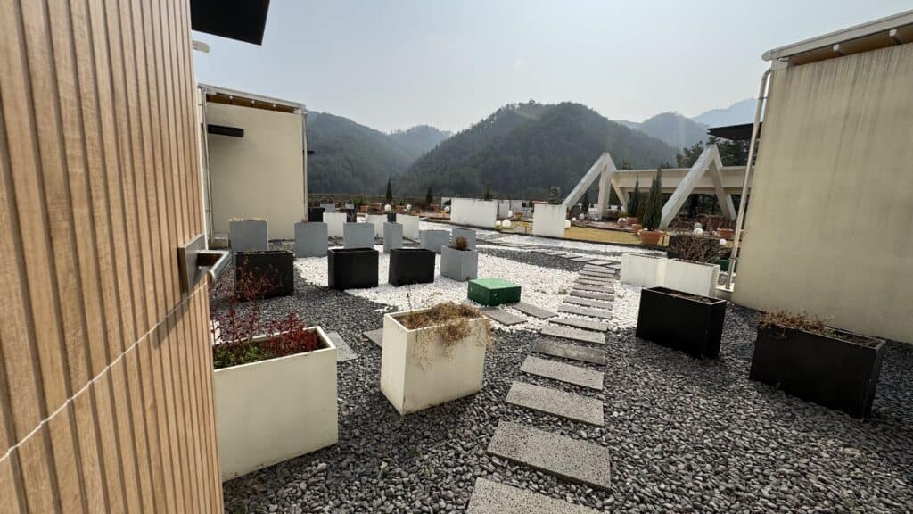 Opening the Terrace Spa room leads to a connected outdoor garden