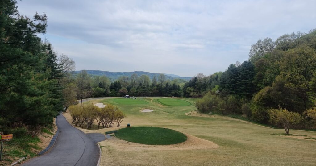 용인 레이크사이드CC 동코스. 투그린으로 그린스피드 2.9
