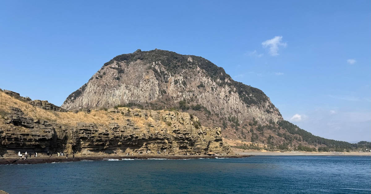 Breathtaking sandstone cliffs and ocean views at Yongmeori Coast, Jeju Island, South Korea.