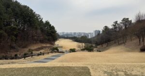 Hwaseong Sangnok Golf Club (GC) course view and rubber mat tee boxes for golf in Korea.