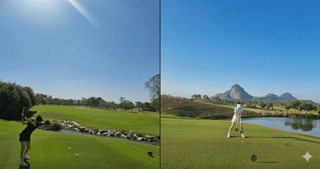 파타야 명문 골프장 시암CC와 치찬CC의 풍경과 골프 플레이 모습.